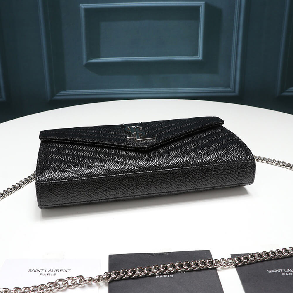 SYL Chain Strap Plaque Grained Leather Wallet Bag - Image 4