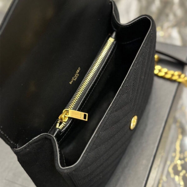 YSL College Medium Chain Bag In Quilted Suede Bag - Image 6