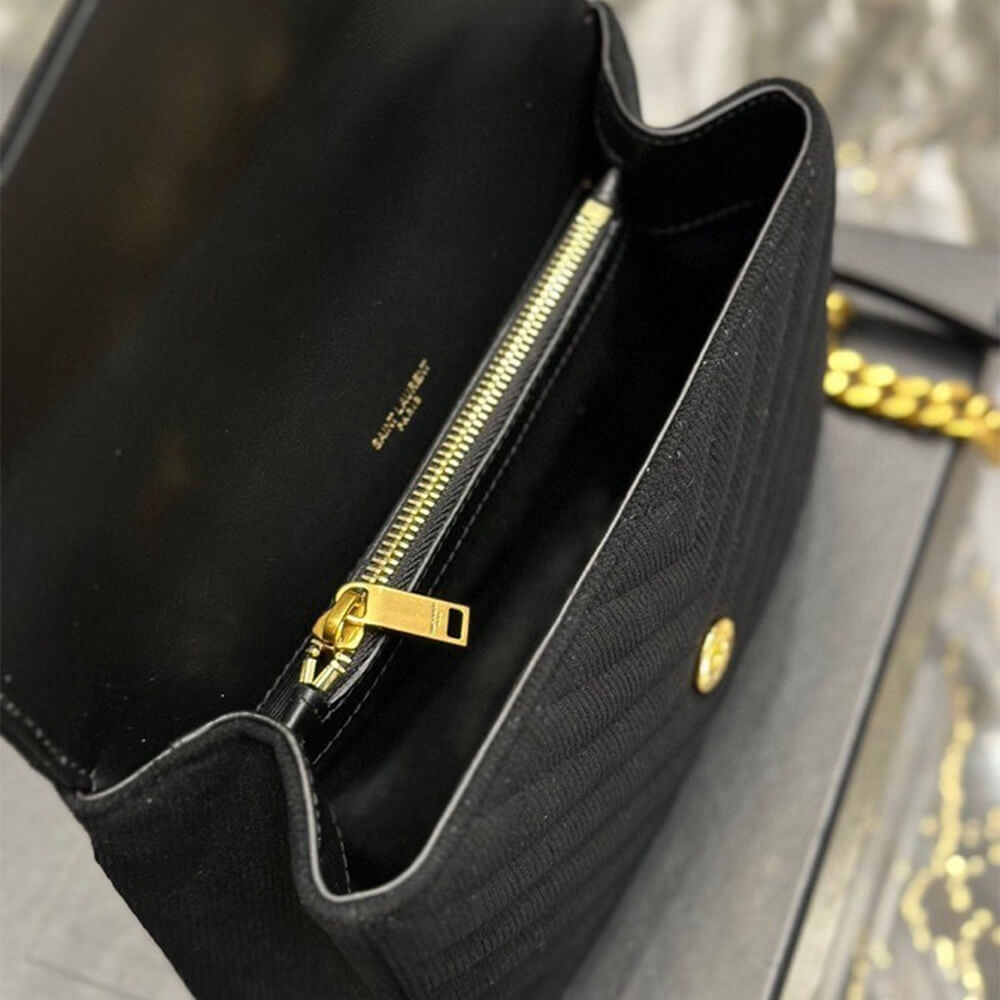 YSL College Medium Chain Bag In Quilted Suede Bag - Image 6