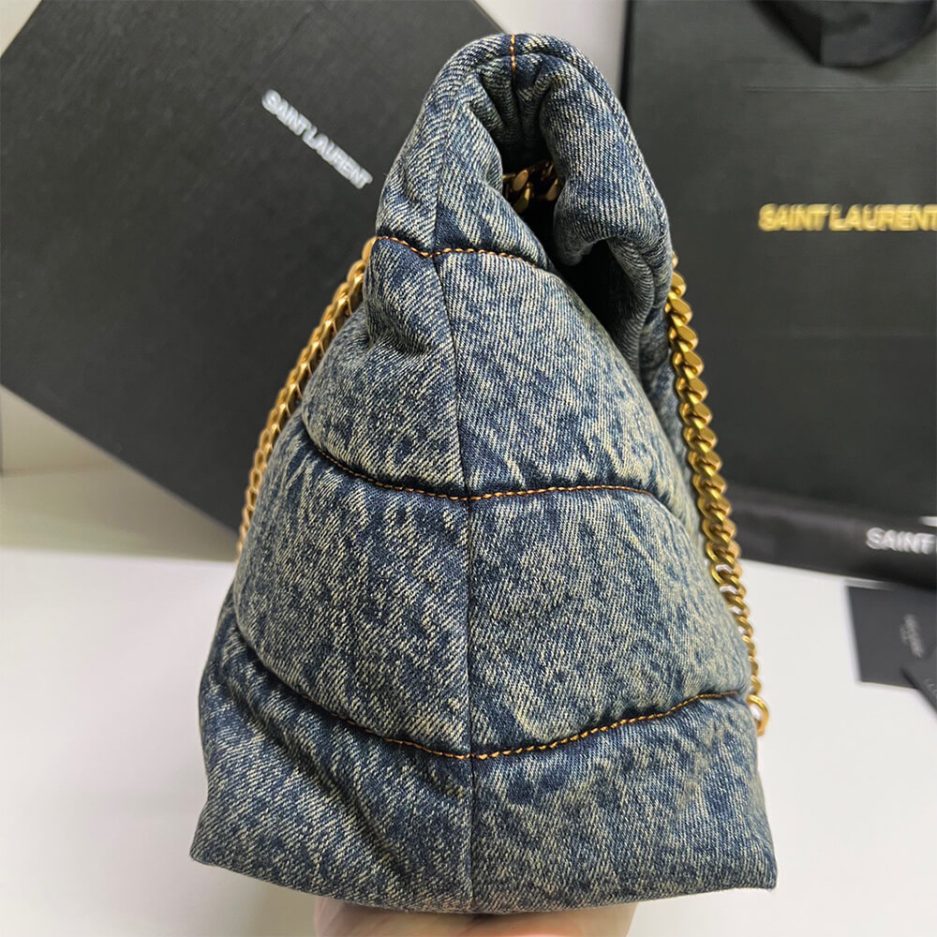 YSL Puffer Medium In Suede And Denim Bag - Image 4