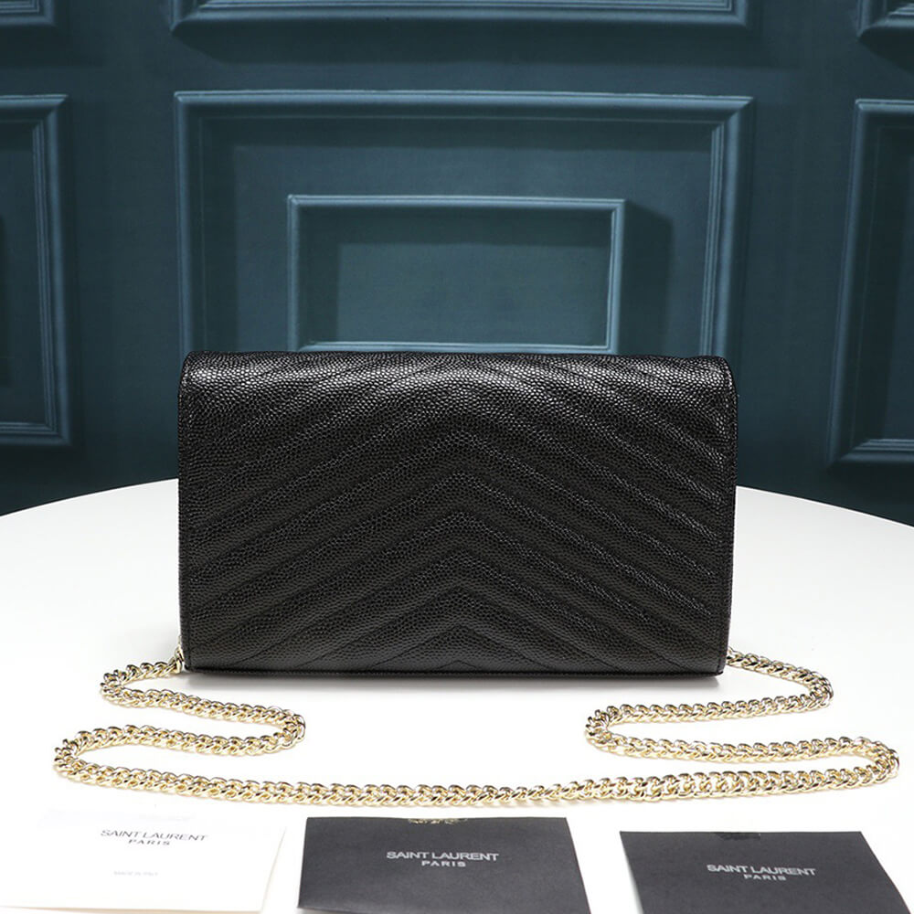 SYL Chain Strap Plaque Grained Leather Wallet Bag - Image 3