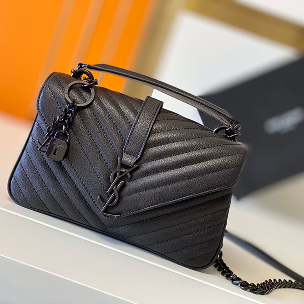 YSL College Quilted Leather Satchel Bag - Image 2