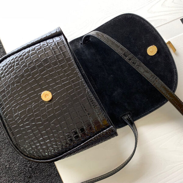 YSL Kaia Small Satchel In Shiny Crocodile Embossed Leather Bag - Image 7