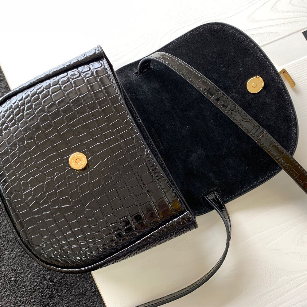 YSL Kaia Small Satchel In Shiny Crocodile Embossed Leather Bag - Image 7