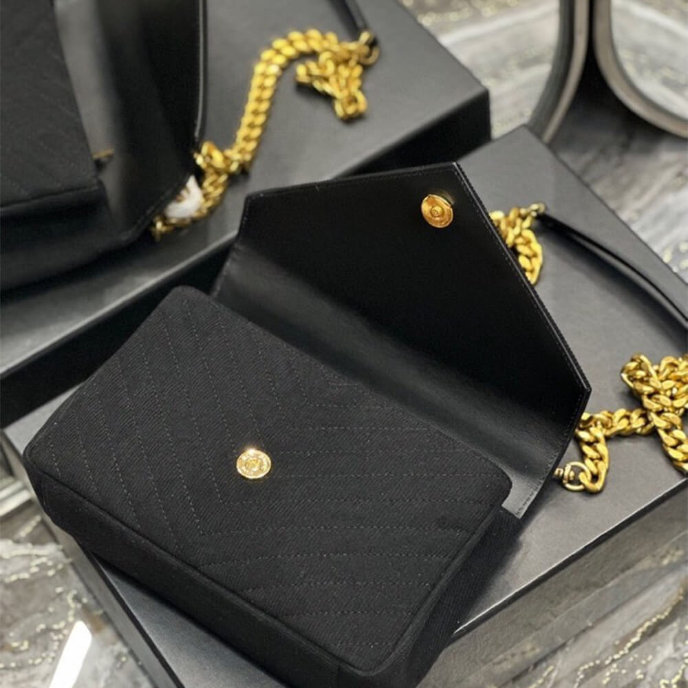 YSL College Medium Chain Bag In Quilted Suede Bag - Image 7