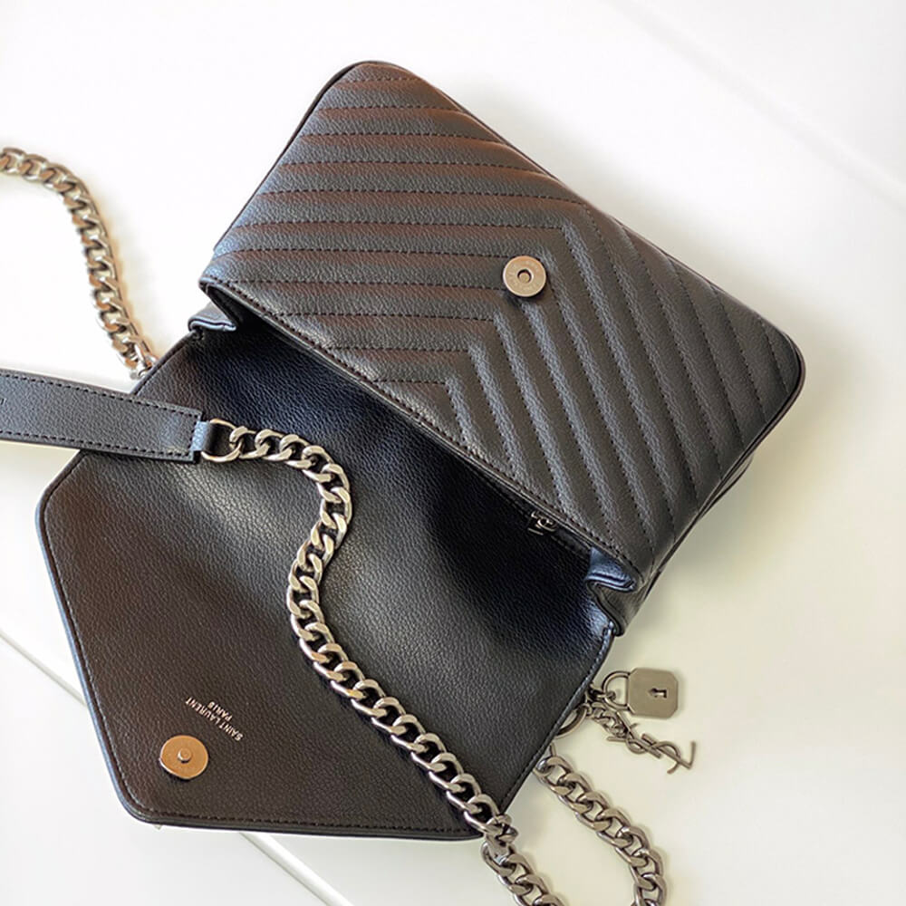 YSL College Quilted Leather Satchel Bag - Image 6