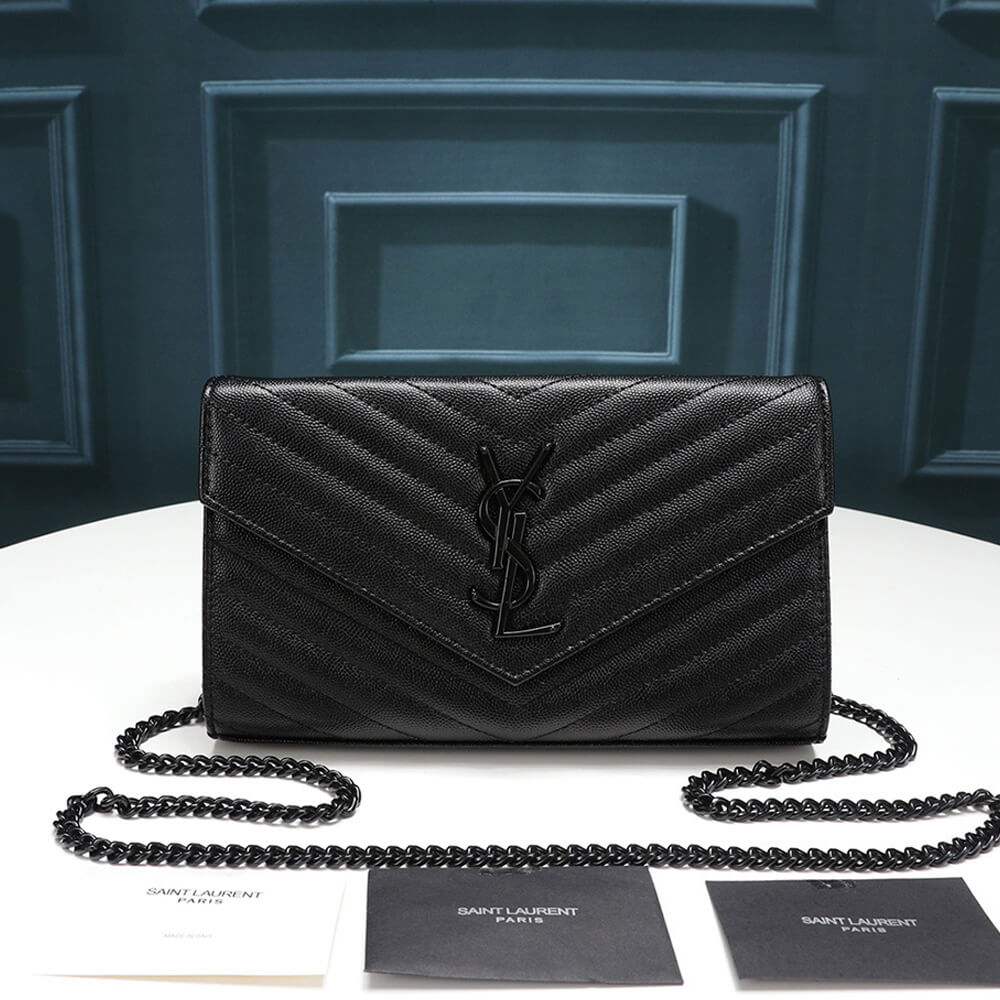 SYL Chain Strap Plaque Grained Leather Wallet Bag - Image 2