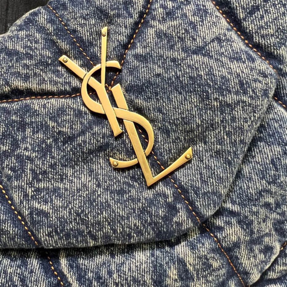 YSL Puffer Medium In Suede And Denim Bag - Image 7