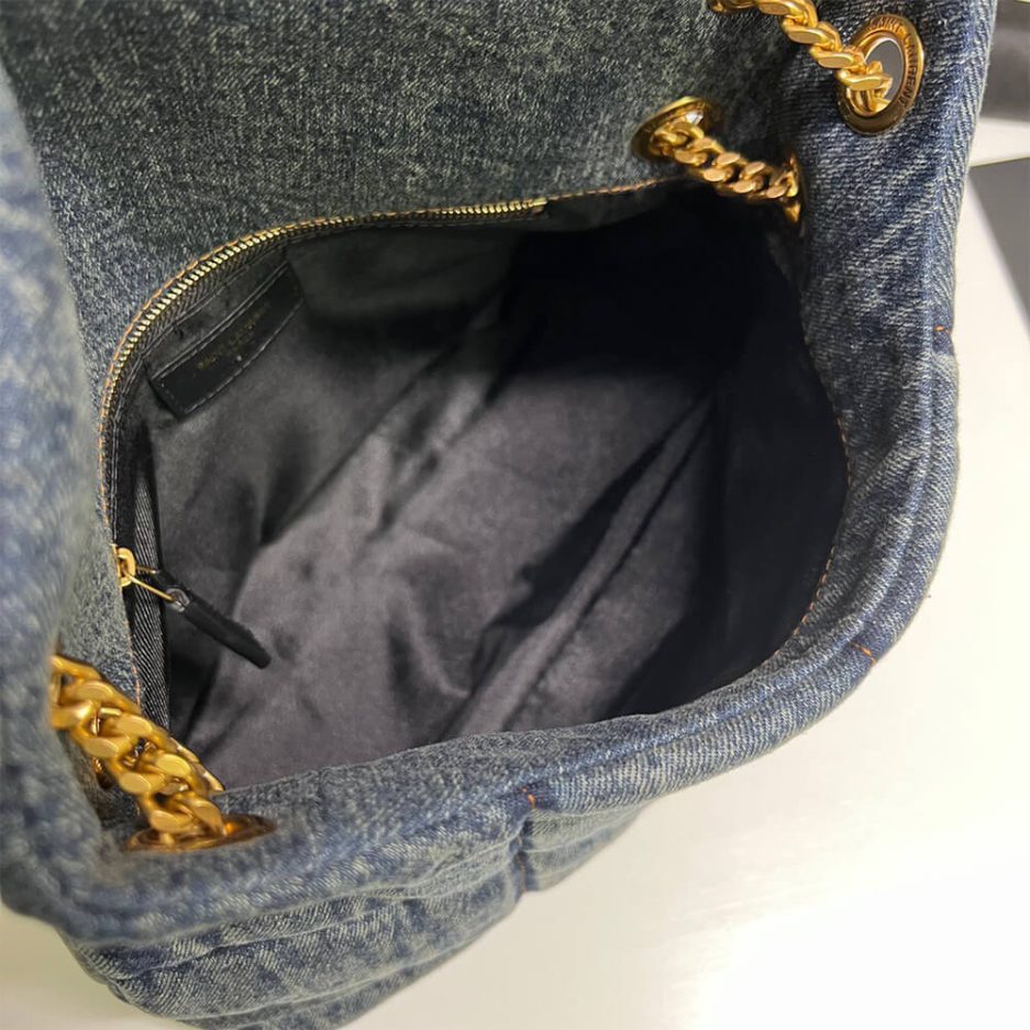 YSL Puffer Medium In Suede And Denim Bag - Image 7