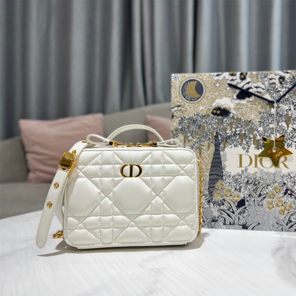 Dior Caro Box Bag With Chain - Image 2