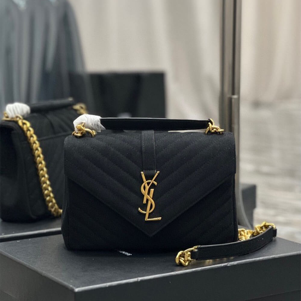YSL College Medium Chain Bag In Quilted Suede Bag - Image 2
