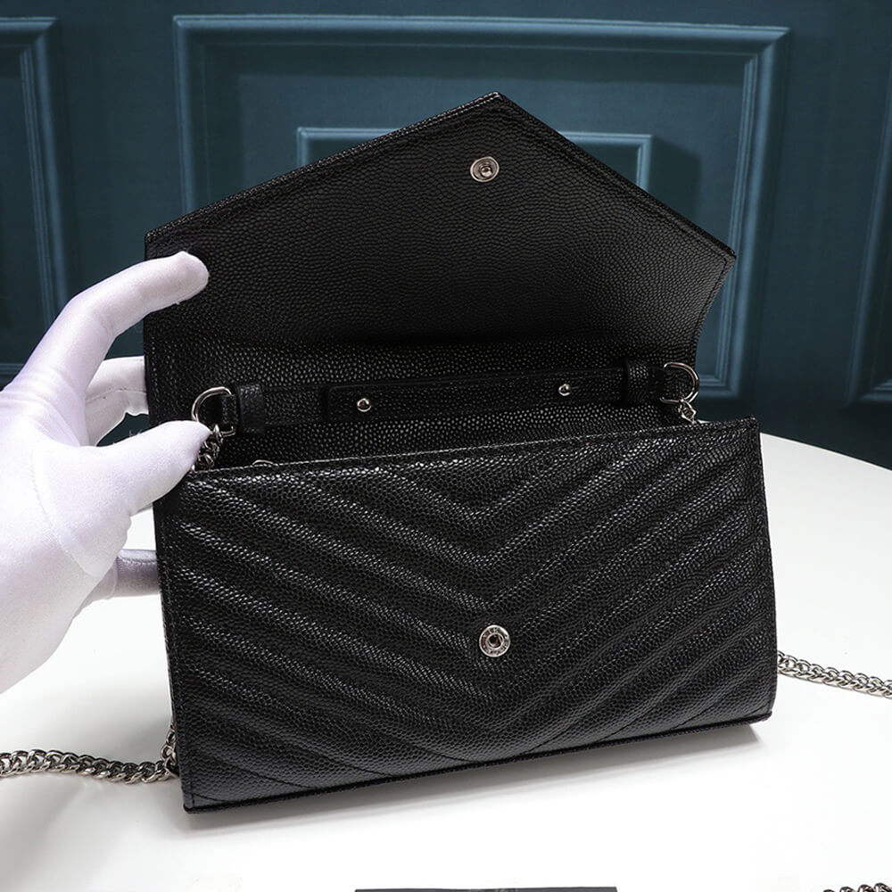 SYL Chain Strap Plaque Grained Leather Wallet Bag - Image 5