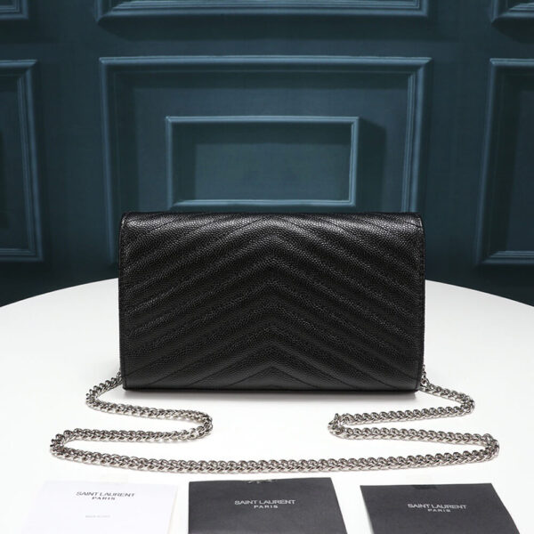 SYL Chain Strap Plaque Grained Leather Wallet Bag - Image 3