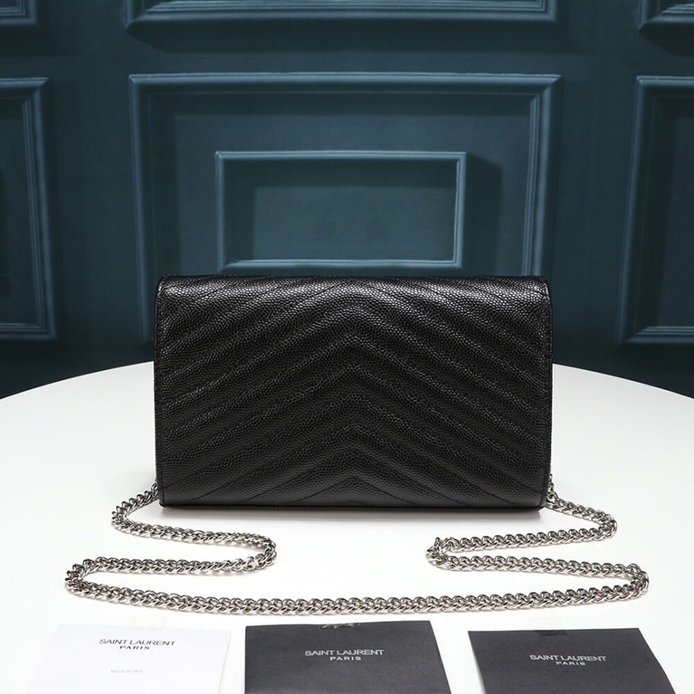 SYL Chain Strap Plaque Grained Leather Wallet Bag - Image 3