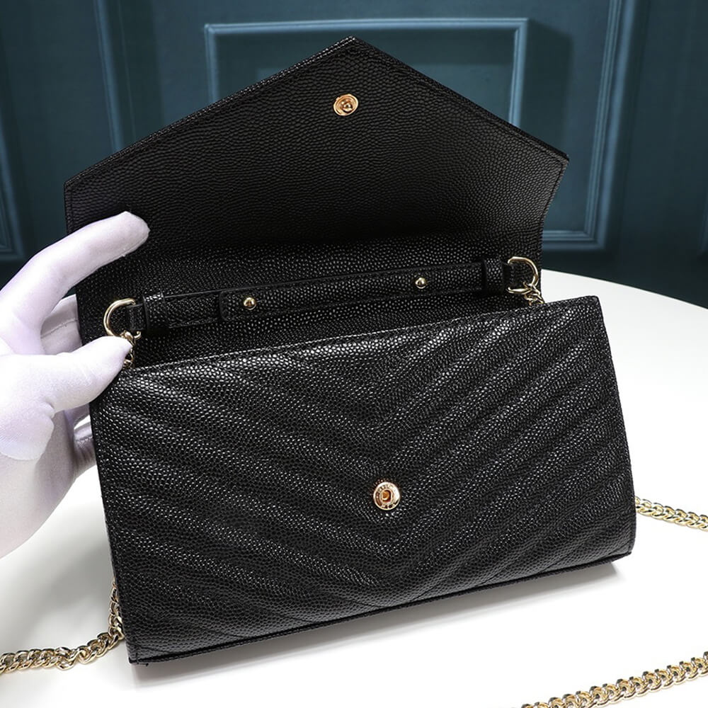 SYL Chain Strap Plaque Grained Leather Wallet Bag - Image 4