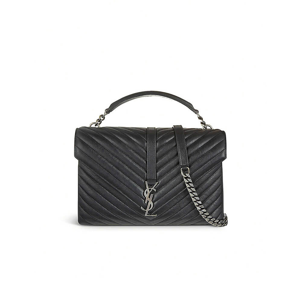 YSL College Quilted Leather Satchel Bag