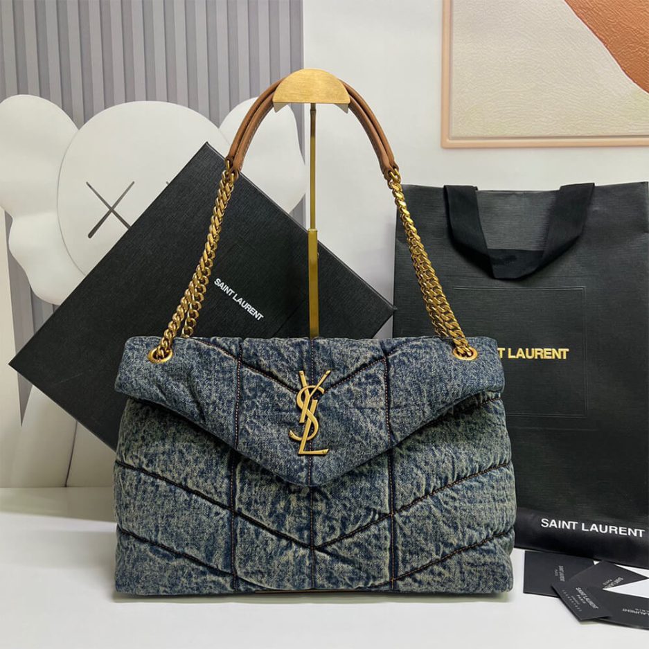 YSL Puffer Medium In Suede And Denim Bag - Image 2
