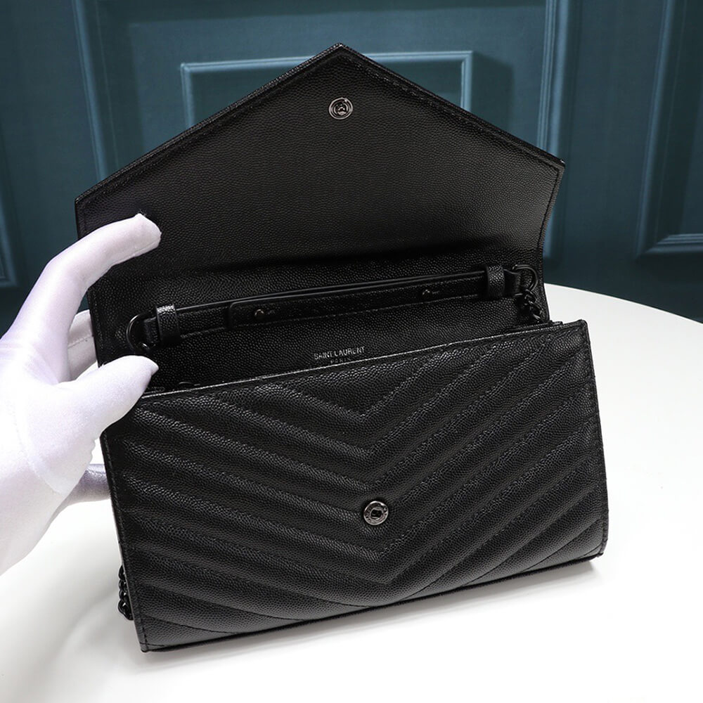 SYL Chain Strap Plaque Grained Leather Wallet Bag - Image 4