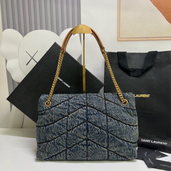 YSL Puffer Medium In Suede And Denim Bag - Image 3