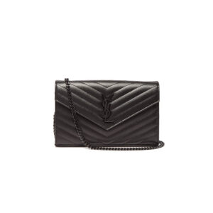 SYL Chain Strap Plaque Grained Leather Wallet Bag