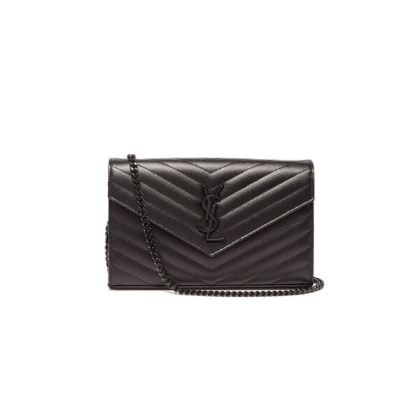 SYL Chain Strap Plaque Grained Leather Wallet Bag