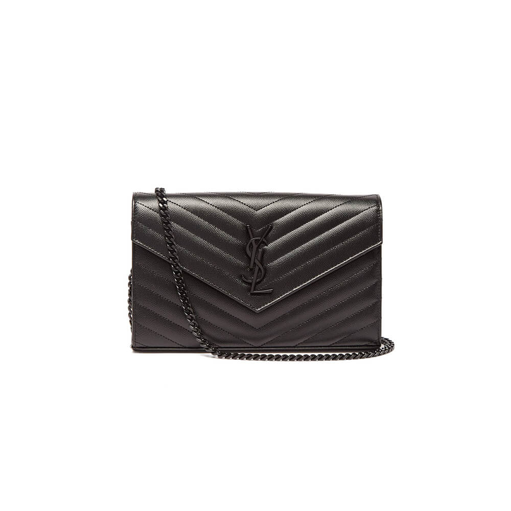 SYL Chain Strap Plaque Grained Leather Wallet Bag