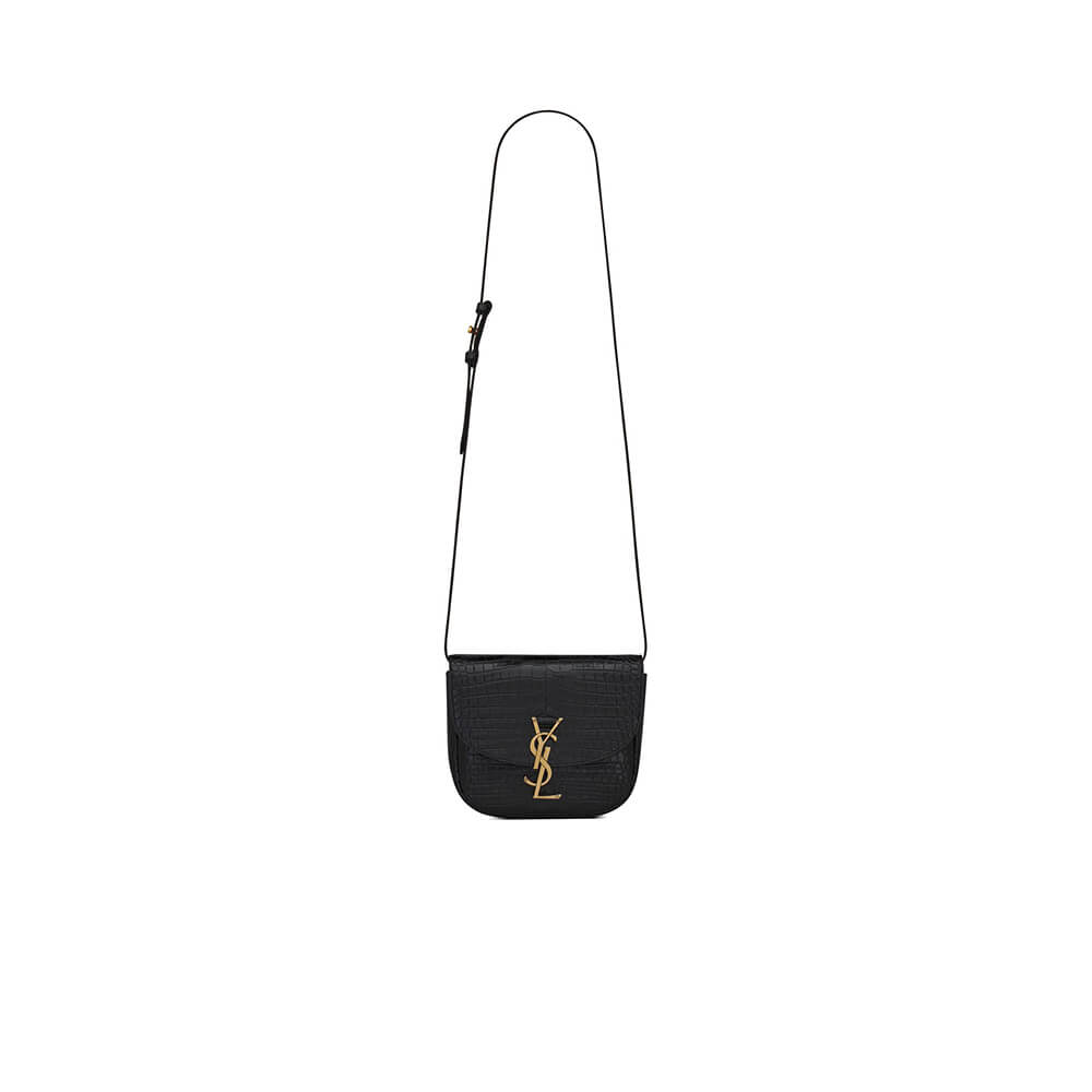 YSL Kaia Small Satchel In Shiny Crocodile Embossed Leather Bag