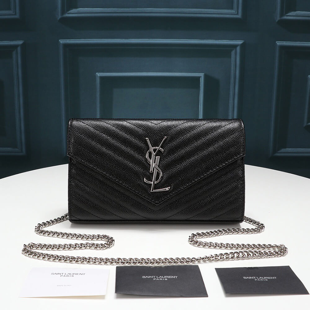 SYL Chain Strap Plaque Grained Leather Wallet Bag - Image 2
