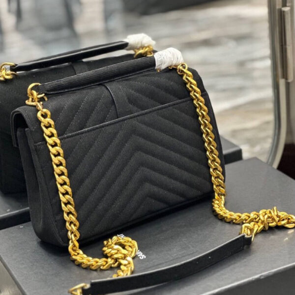 YSL College Medium Chain Bag In Quilted Suede Bag - Image 3