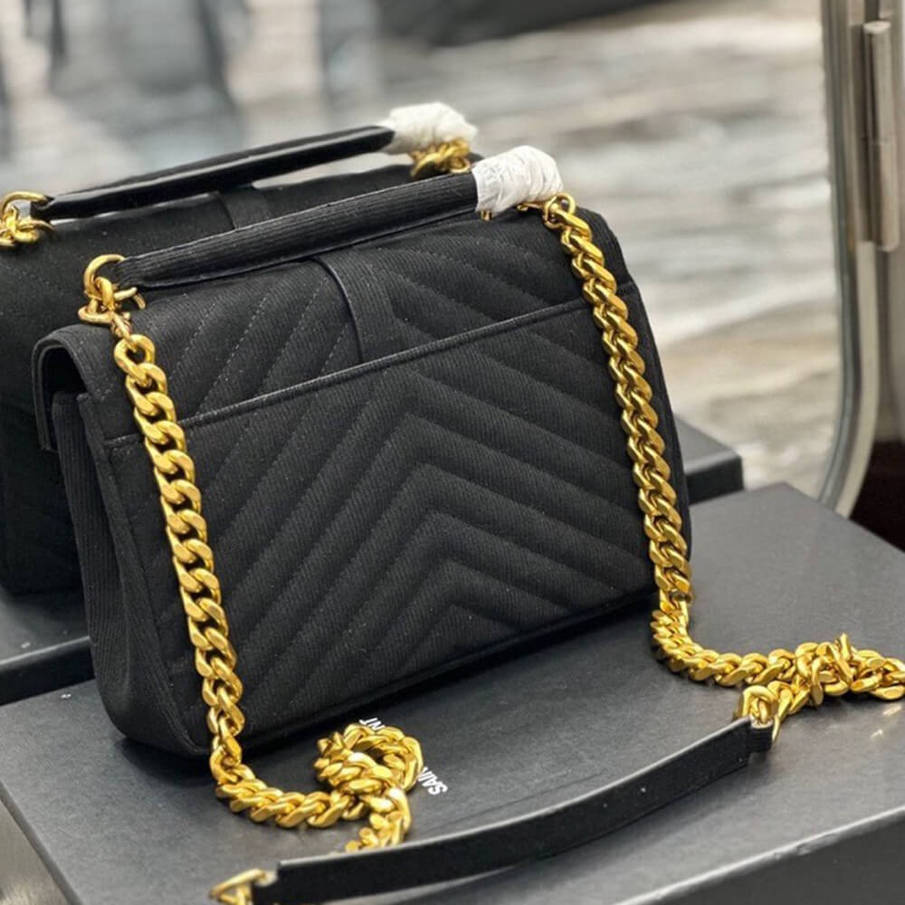 YSL College Medium Chain Bag In Quilted Suede Bag - Image 3