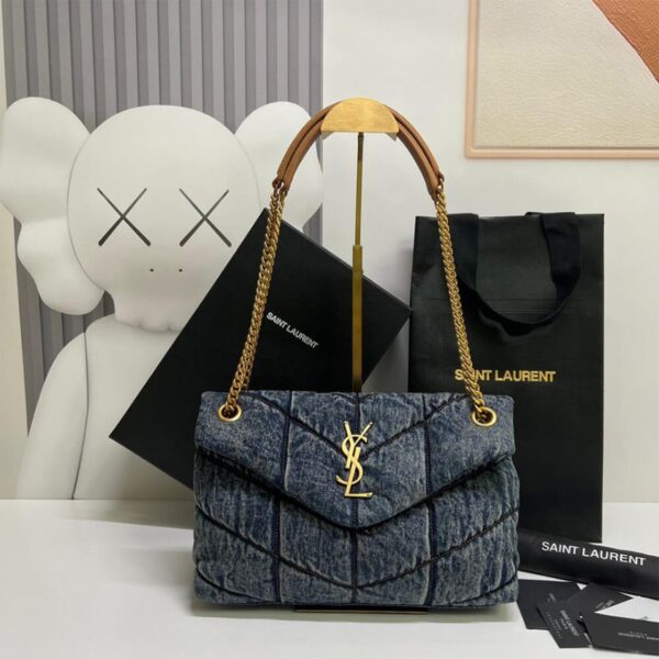 YSL Puffer Medium In Suede And Denim Bag - Image 2