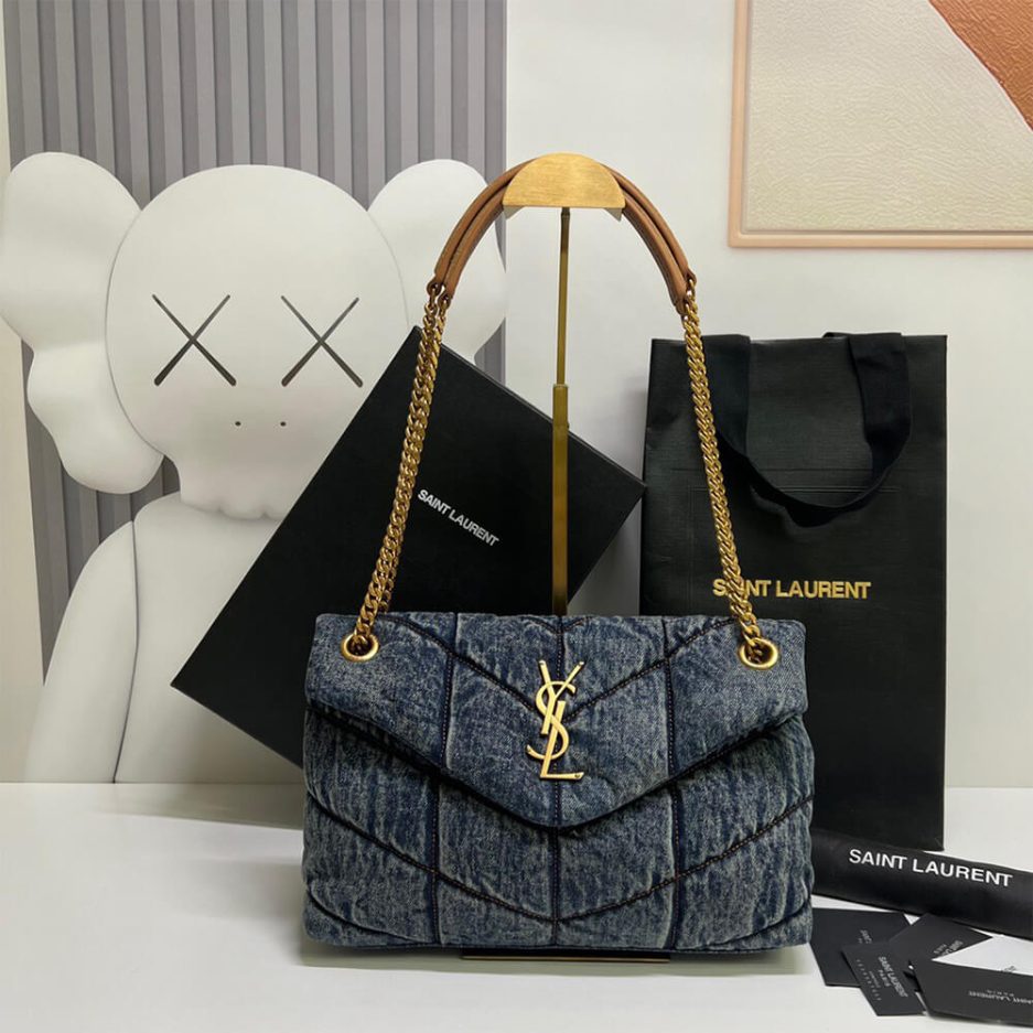 YSL Puffer Medium In Suede And Denim Bag - Image 2