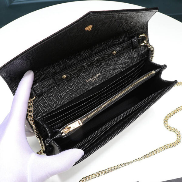 SYL Chain Strap Plaque Grained Leather Wallet Bag - Image 5