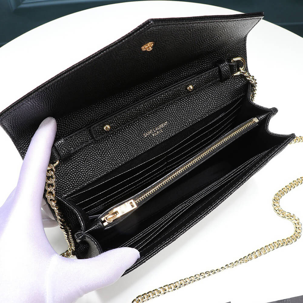 SYL Chain Strap Plaque Grained Leather Wallet Bag - Image 5