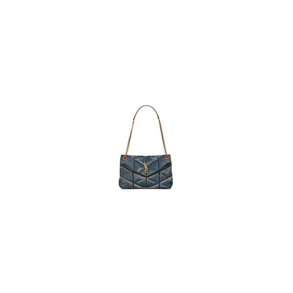 YSL Puffer Medium In Suede And Denim Bag
