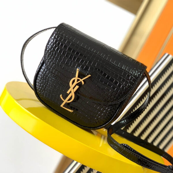 YSL Kaia Small Satchel In Shiny Crocodile Embossed Leather Bag - Image 2