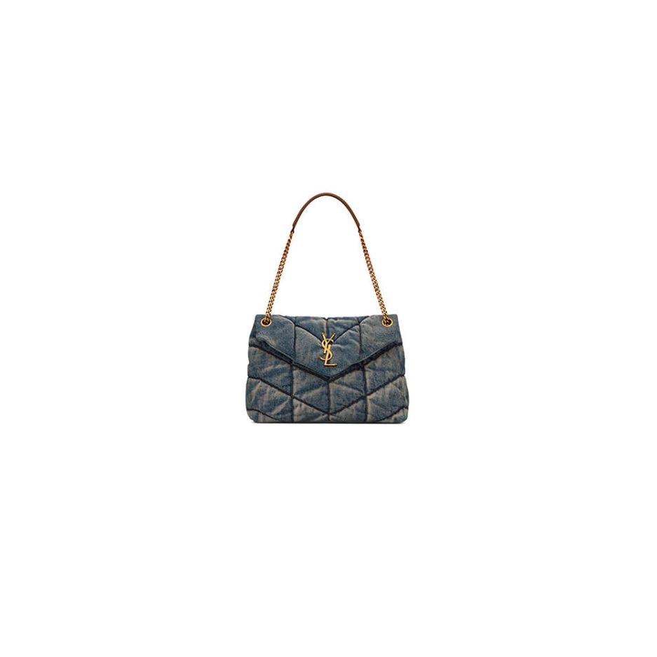 YSL Puffer Medium In Suede And Denim Bag