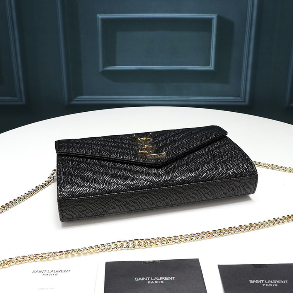 SYL Chain Strap Plaque Grained Leather Wallet Bag - Image 6