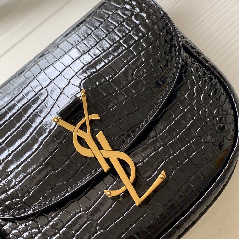 YSL Kaia Small Satchel In Shiny Crocodile Embossed Leather Bag - Image 4