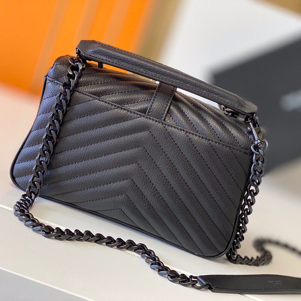YSL College Quilted Leather Satchel Bag - Image 4