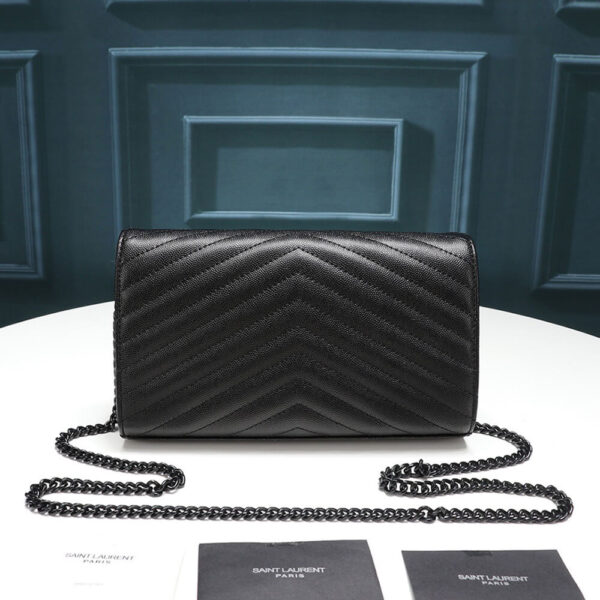 SYL Chain Strap Plaque Grained Leather Wallet Bag - Image 3