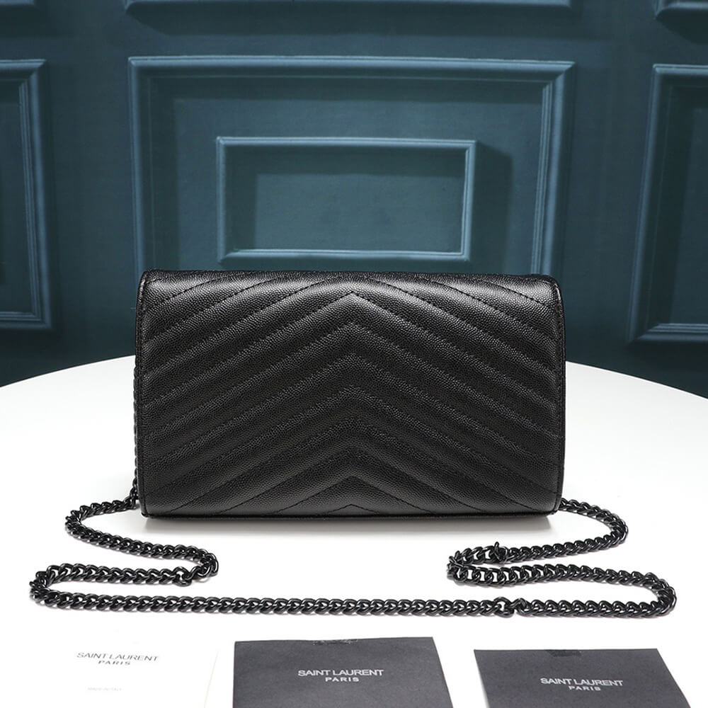 SYL Chain Strap Plaque Grained Leather Wallet Bag - Image 3