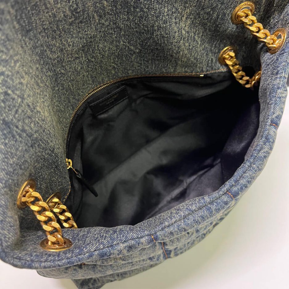 YSL Puffer Medium In Suede And Denim Bag - Image 6