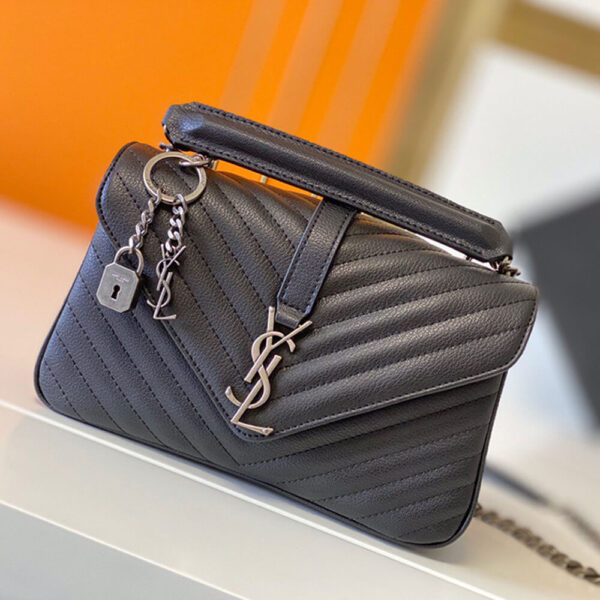 YSL College Quilted Leather Satchel Bag - Image 2
