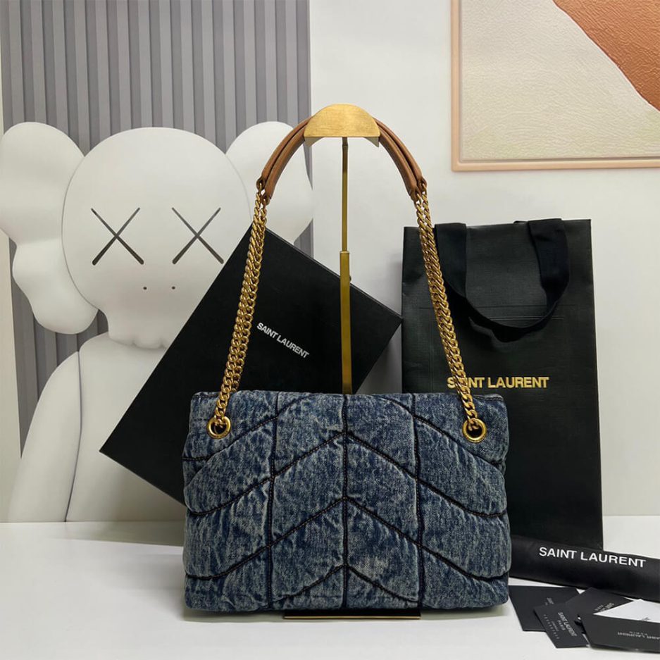 YSL Puffer Medium In Suede And Denim Bag - Image 3
