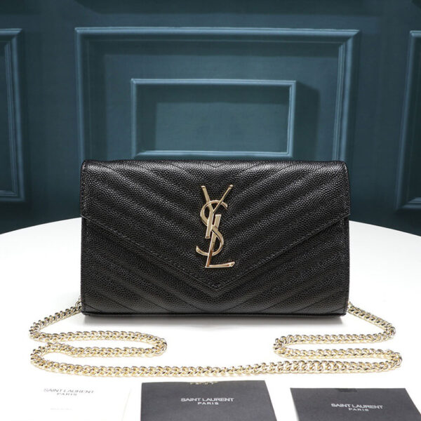 SYL Chain Strap Plaque Grained Leather Wallet Bag - Image 2