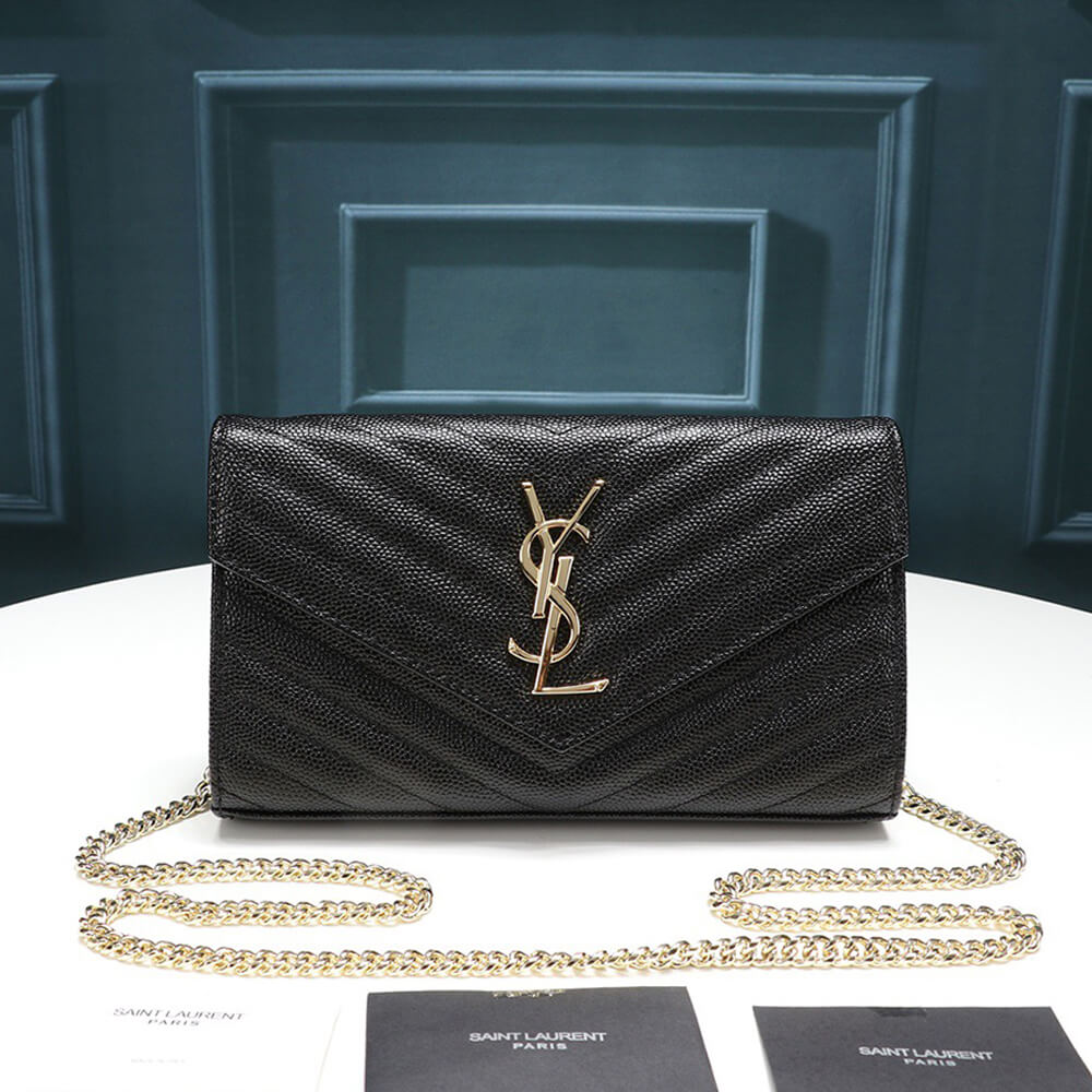 SYL Chain Strap Plaque Grained Leather Wallet Bag - Image 2