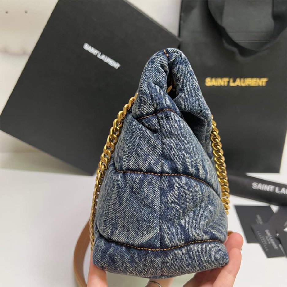 YSL Puffer Medium In Suede And Denim Bag - Image 5