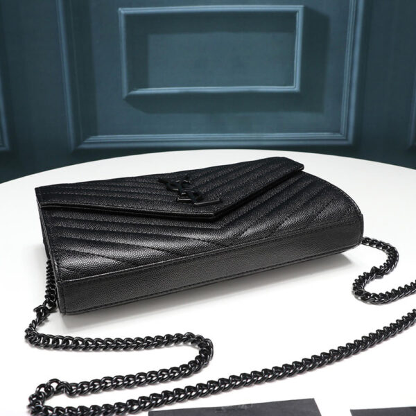 SYL Chain Strap Plaque Grained Leather Wallet Bag - Image 5