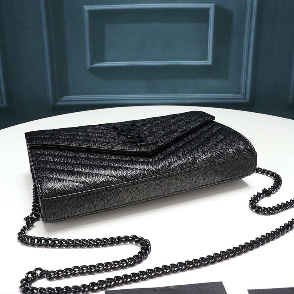 SYL Chain Strap Plaque Grained Leather Wallet Bag - Image 5